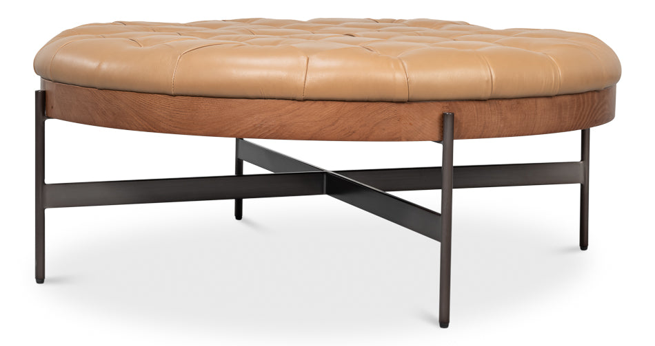 Corbet Cocktail Ottoman, Caramel Brown by Sarreid Ltd - view 9