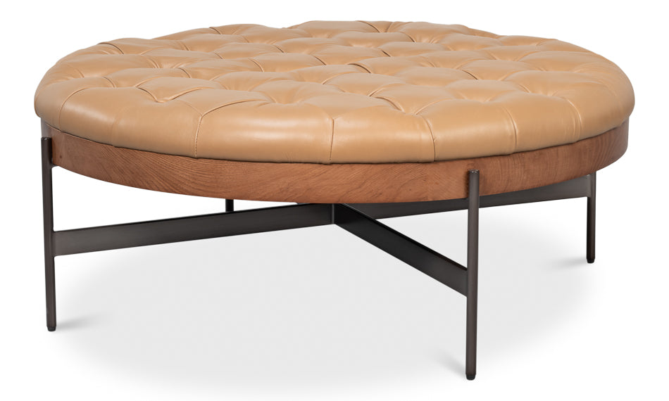 Corbet Cocktail Ottoman, Caramel Brown by Sarreid Ltd - view 3