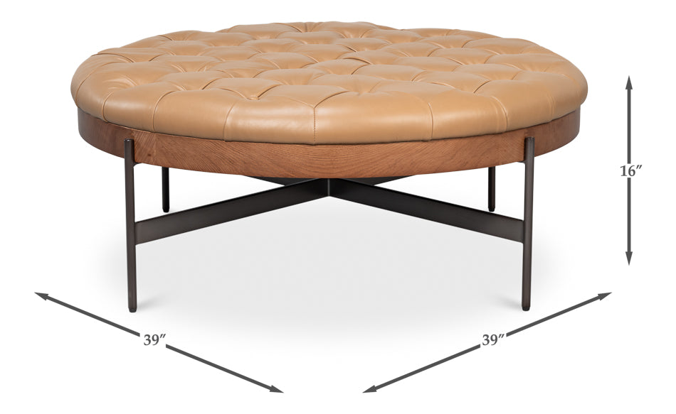 Corbet Cocktail Ottoman, Caramel Brown by Sarreid Ltd - view 7