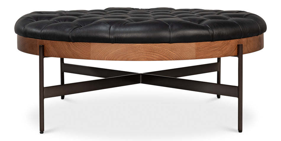 Corbet Cocktail Ottoman Onyx Black Lthr by Sarreid Ltd - view 8