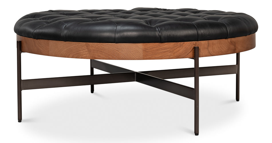 Corbet Cocktail Ottoman Onyx Black Lthr by Sarreid Ltd - view 9
