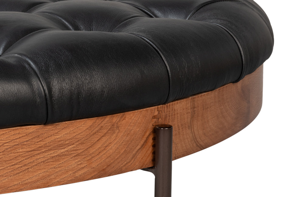 Corbet Cocktail Ottoman Onyx Black Lthr by Sarreid Ltd - view 10
