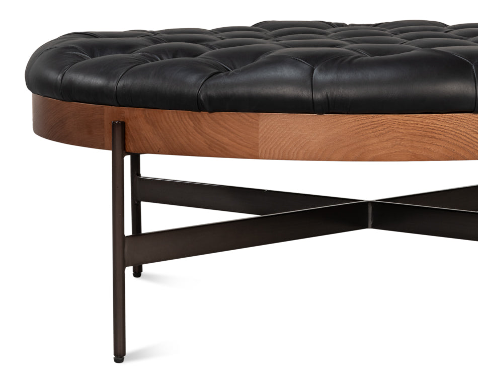 Corbet Cocktail Ottoman Onyx Black Lthr by Sarreid Ltd - view 11