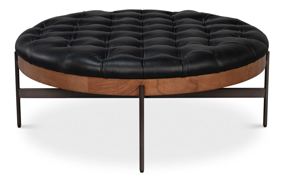 Corbet Cocktail Ottoman Onyx Black Lthr by Sarreid Ltd - view 2