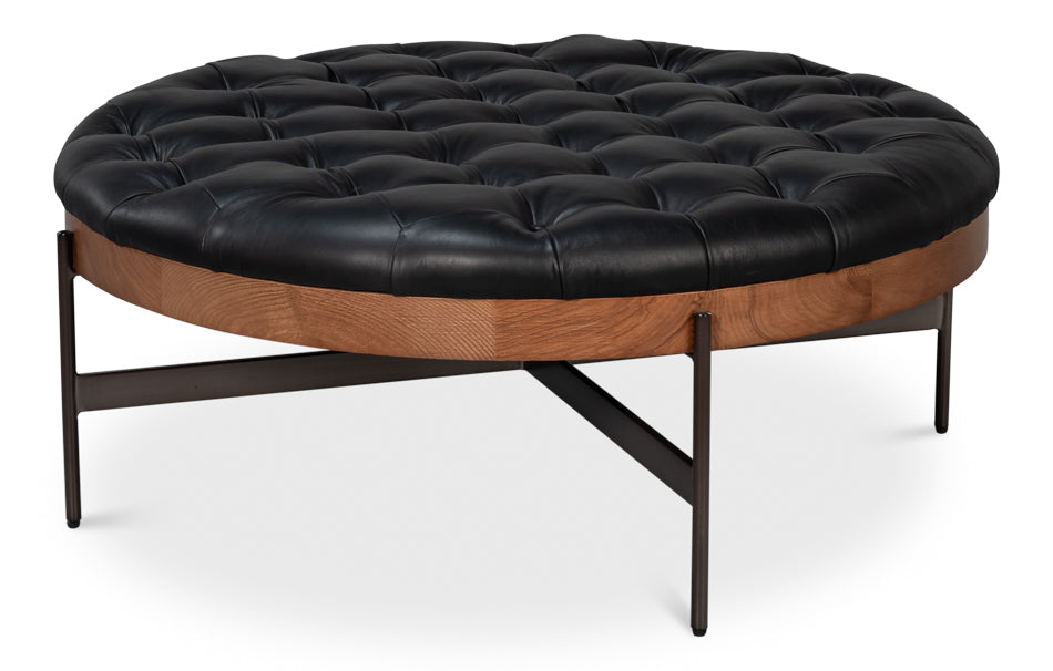 Corbet Cocktail Ottoman Onyx Black Lthr by Sarreid Ltd - view 3