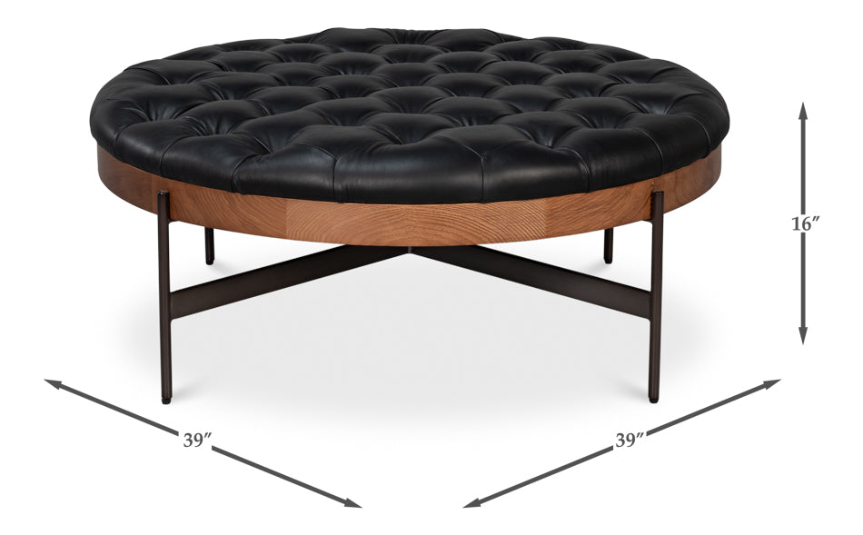 Corbet Cocktail Ottoman Onyx Black Lthr by Sarreid Ltd - view 7