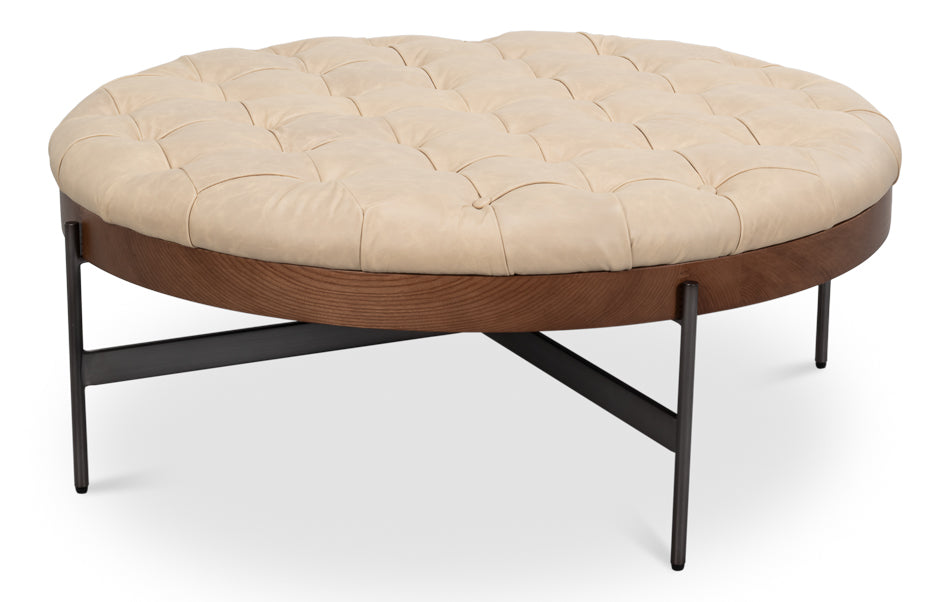 Corbet Cocktail Ottoman, Cappucino White by Sarreid Ltd - view 2