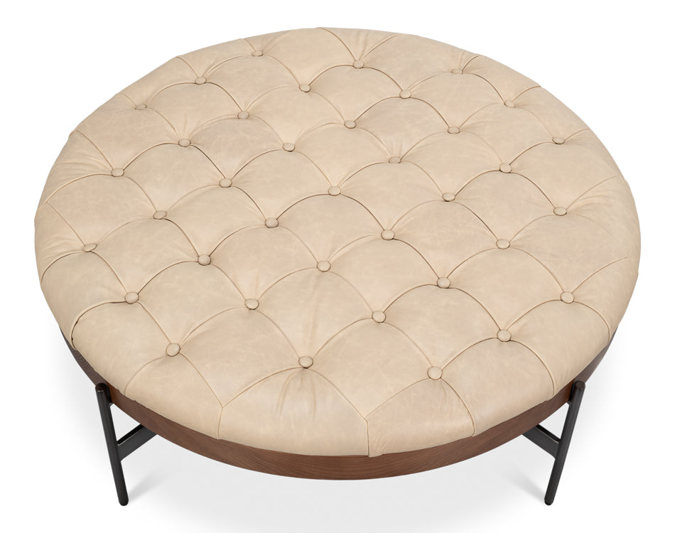 Corbet Cocktail Ottoman, Cappucino White by Sarreid Ltd - view 3