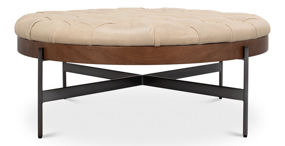 Corbet Cocktail Ottoman, Cappucino White by Sarreid Ltd - view 4
