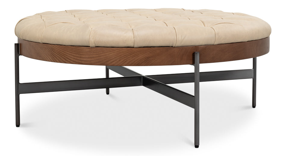 Corbet Cocktail Ottoman, Cappucino White by Sarreid Ltd - view 5