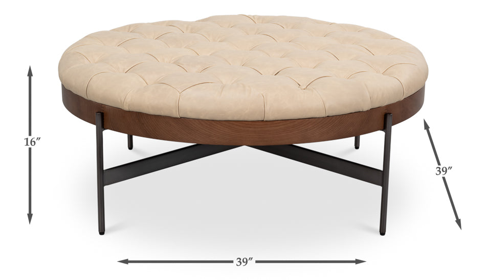 Corbet Cocktail Ottoman, Cappucino White by Sarreid Ltd - view 7