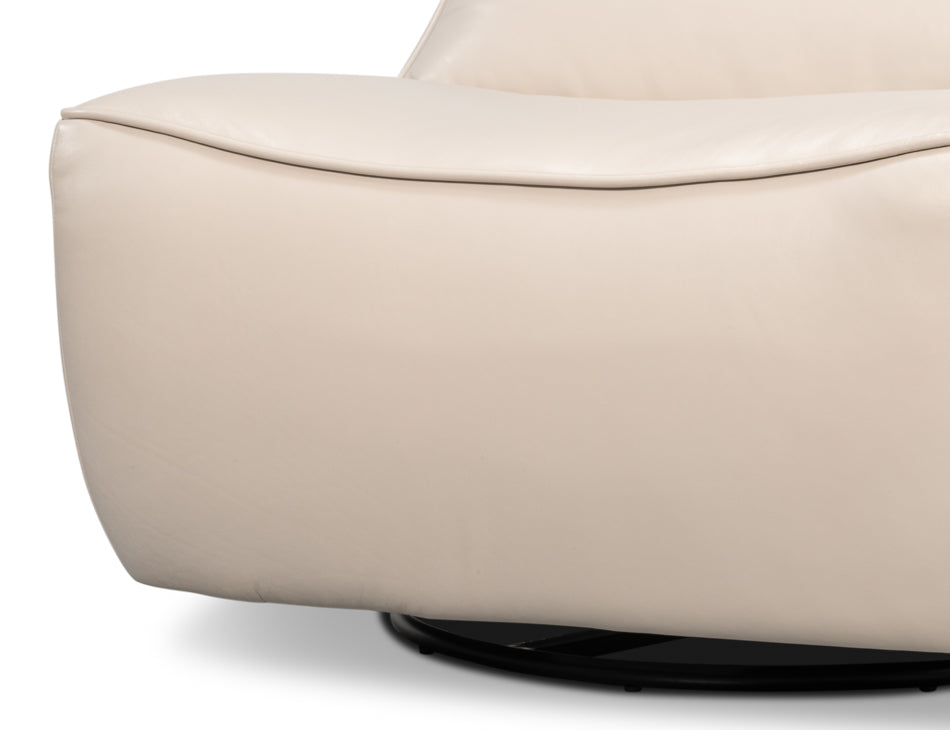 Kennett Swivel Chair,Crystal White Leath by Sarreid Ltd - view 11
