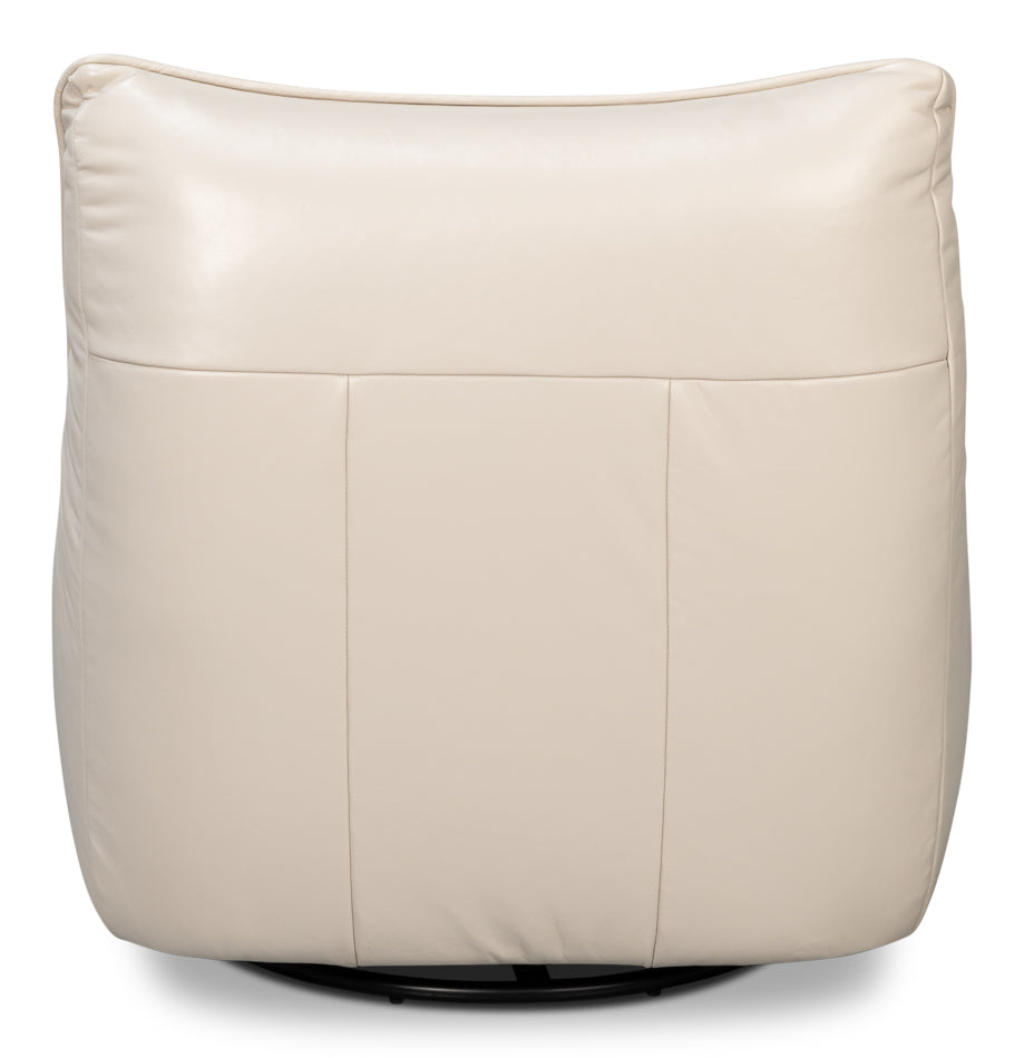 Kennett Swivel Chair,Crystal White Leath by Sarreid Ltd - view 4