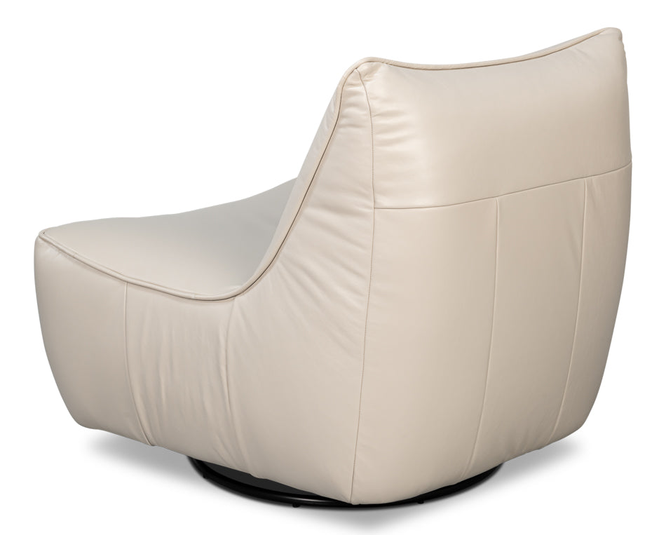 Kennett Swivel Chair,Crystal White Leath by Sarreid Ltd - view 5