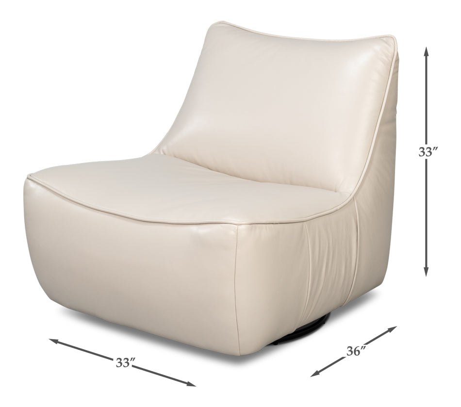 Kennett Swivel Chair,Crystal White Leath by Sarreid Ltd - view 7