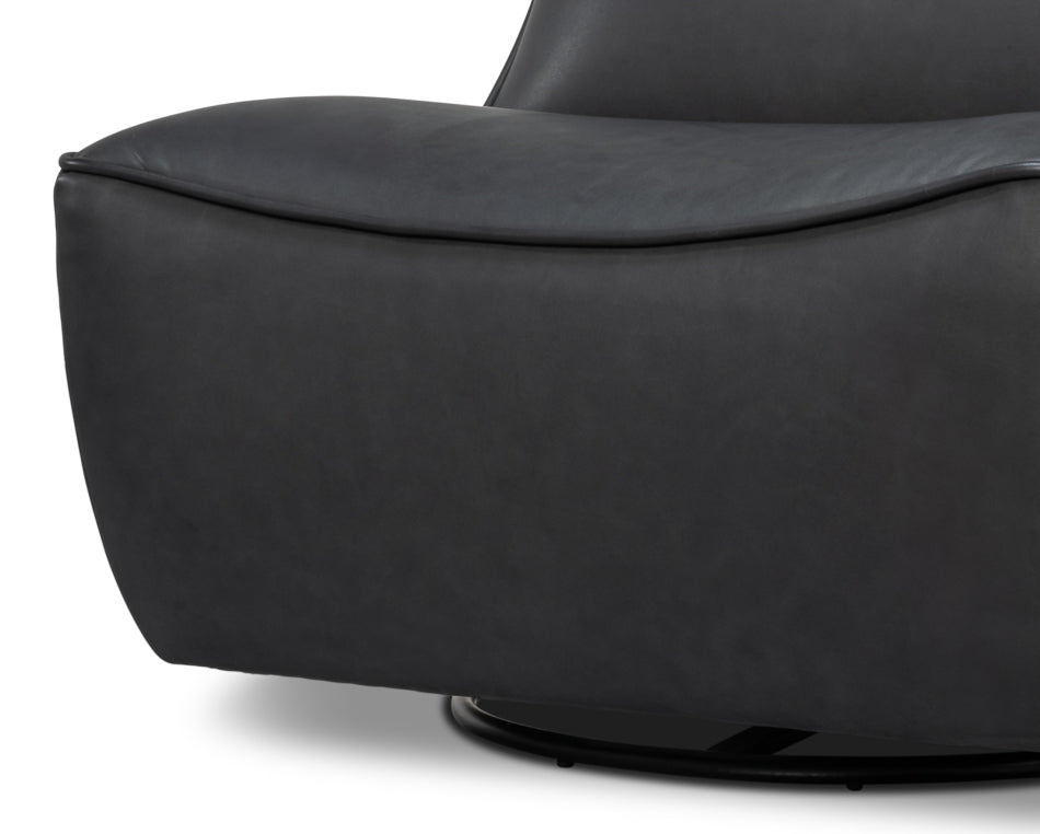 Kennett Swivel Chair,Santoni Black by Sarreid Ltd - view 11