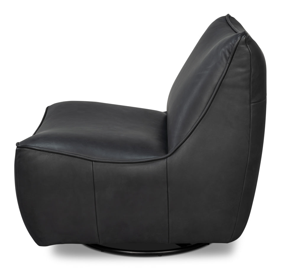 Kennett Swivel Chair,Santoni Black by Sarreid Ltd - view 3