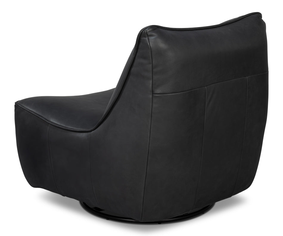 Kennett Swivel Chair,Santoni Black by Sarreid Ltd - view 5