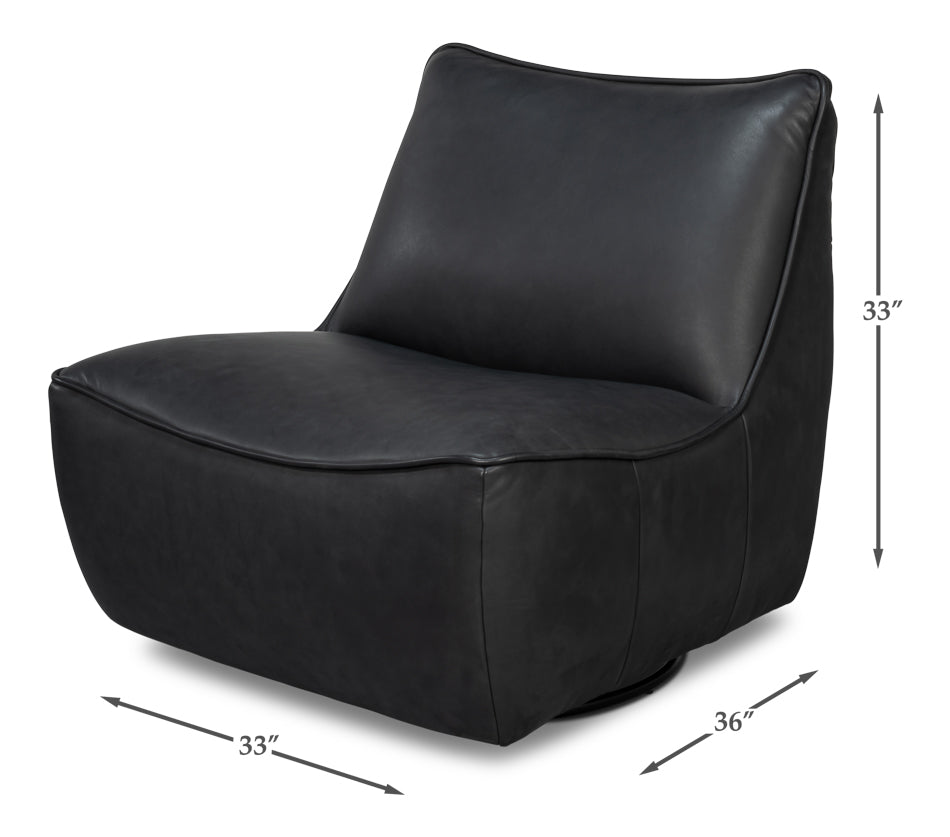 Kennett Swivel Chair,Santoni Black by Sarreid Ltd - view 7