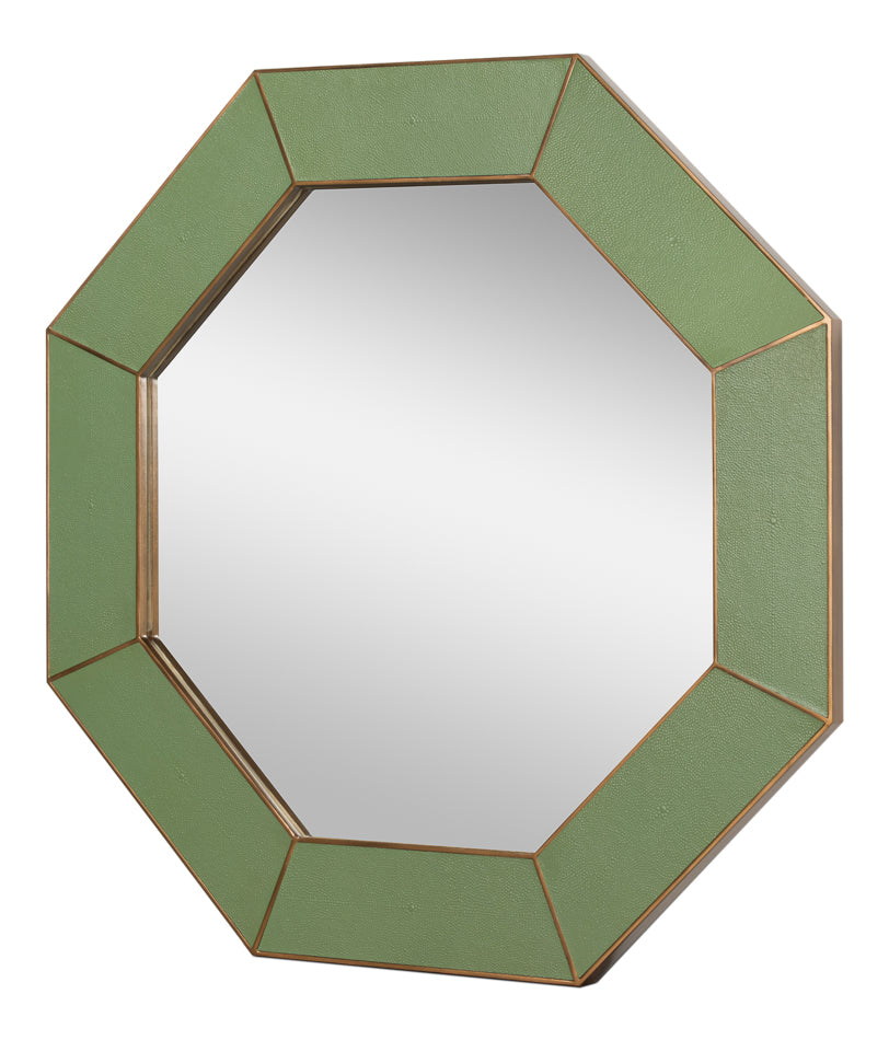 Eleanor Mirror,Shagreen,Watercress by Sarreid Ltd - view 2