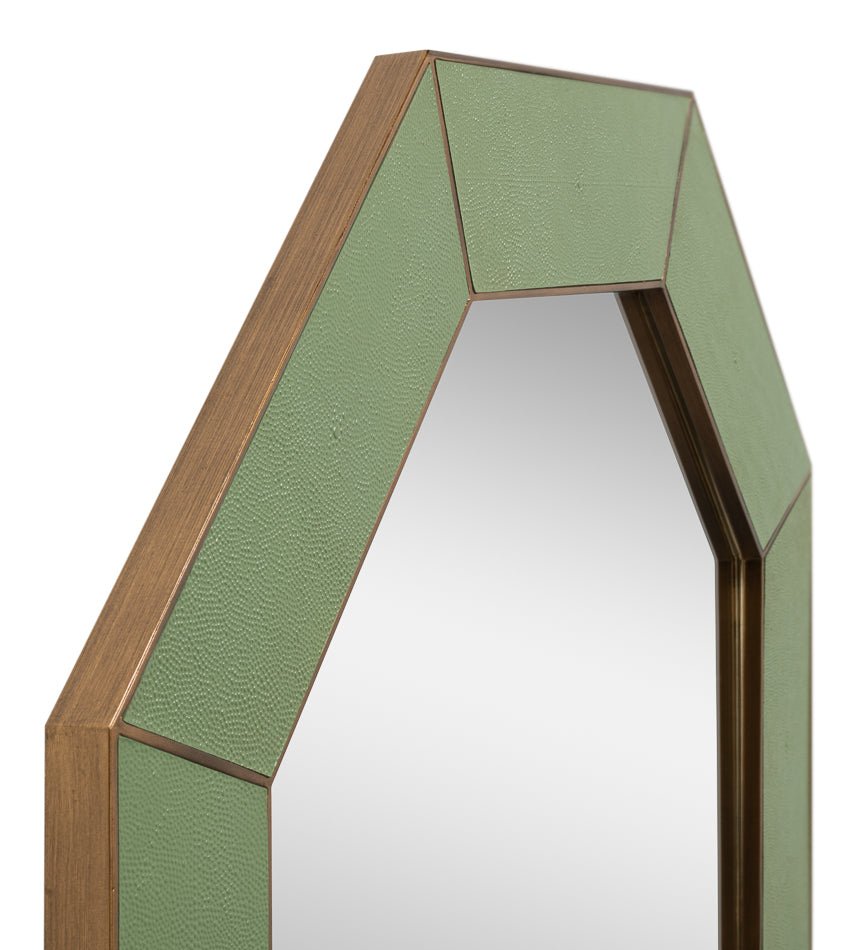 Eleanor Mirror,Shagreen,Watercress by Sarreid Ltd - view 4