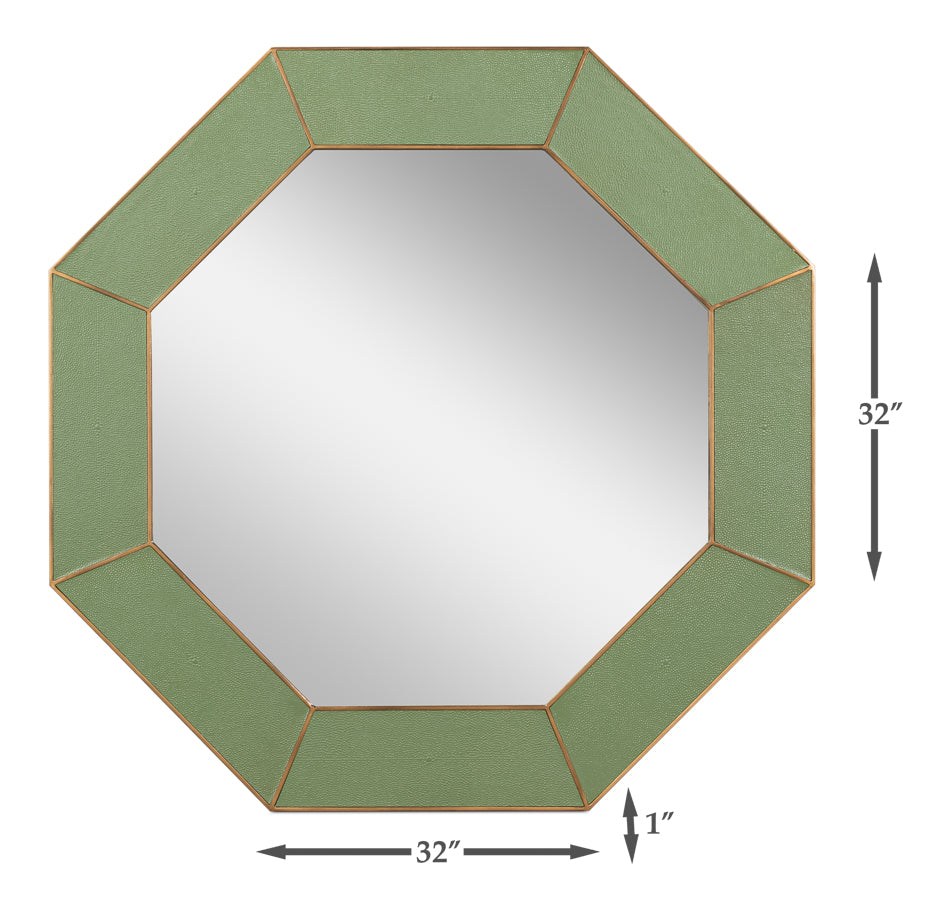 Eleanor Mirror,Shagreen,Watercress by Sarreid Ltd - view 7
