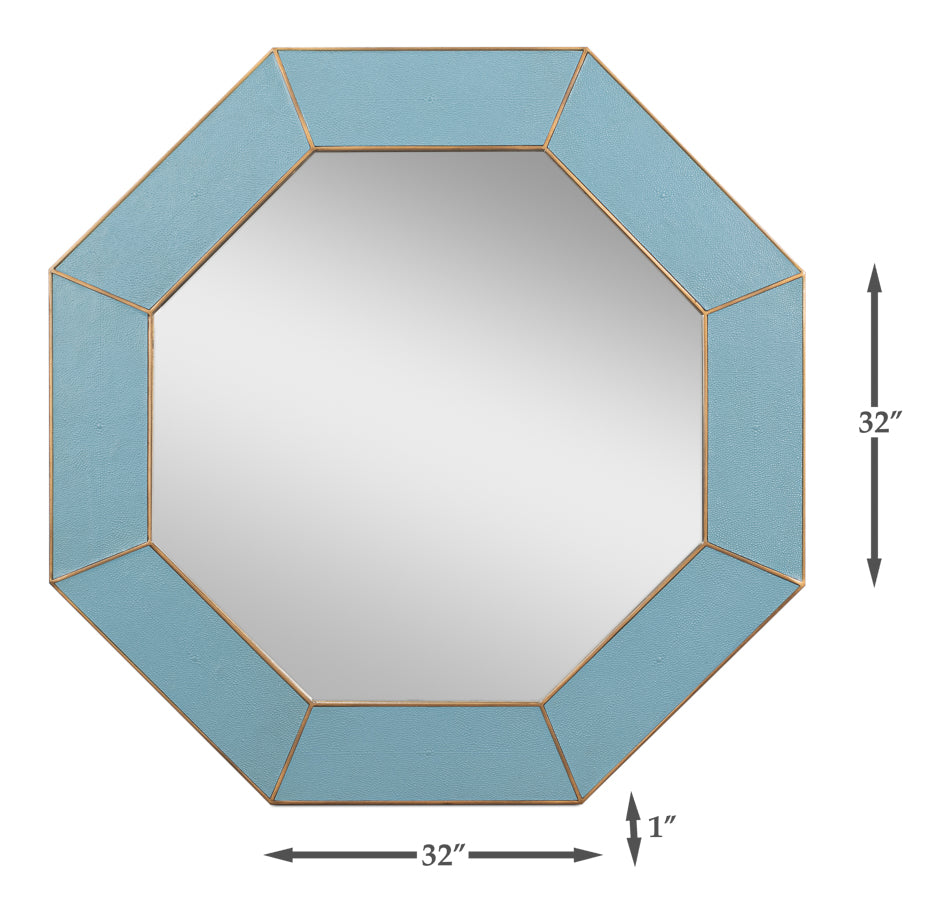 Eleanor Mirror,Shagreen,Chambray Blue by Sarreid Ltd - view 7