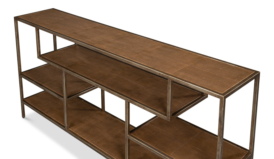Cullum Shagreen Console, Tawny Brown by Sarreid Ltd - view 4