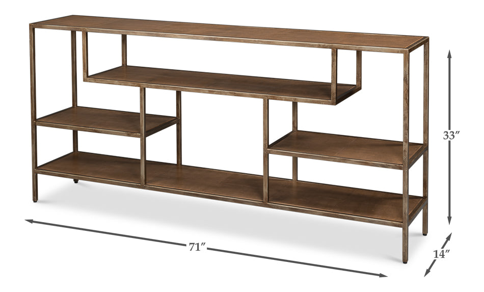 Cullum Shagreen Console, Tawny Brown by Sarreid Ltd - view 7