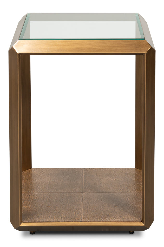 Gilbert Shagreen Side Table, Tawny Brown by Sarreid Ltd - view 2