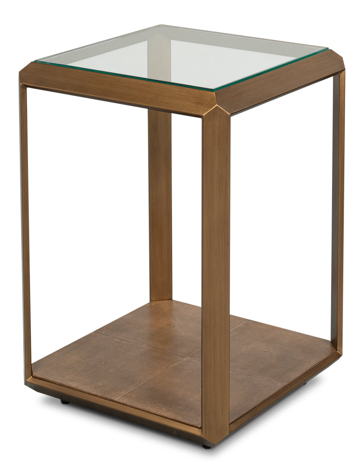 Gilbert Shagreen Side Table, Tawny Brown by Sarreid Ltd - view 3