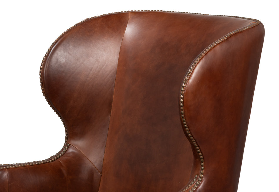 Smithfield Wing Chair, Newark Brown by Sarreid Ltd - view 9