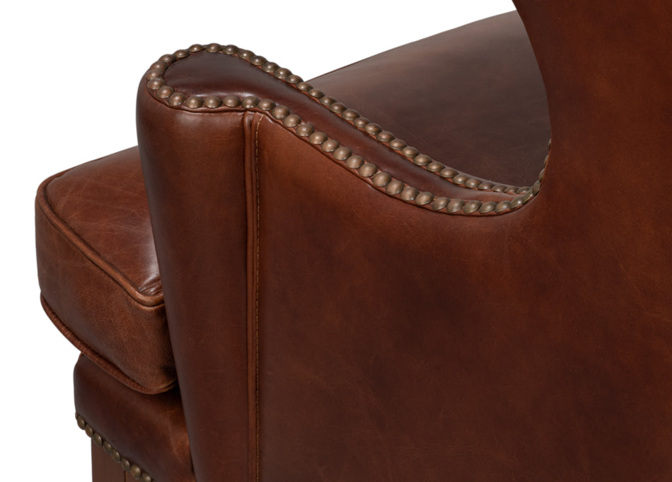 Smithfield Wing Chair, Newark Brown by Sarreid Ltd - view 11