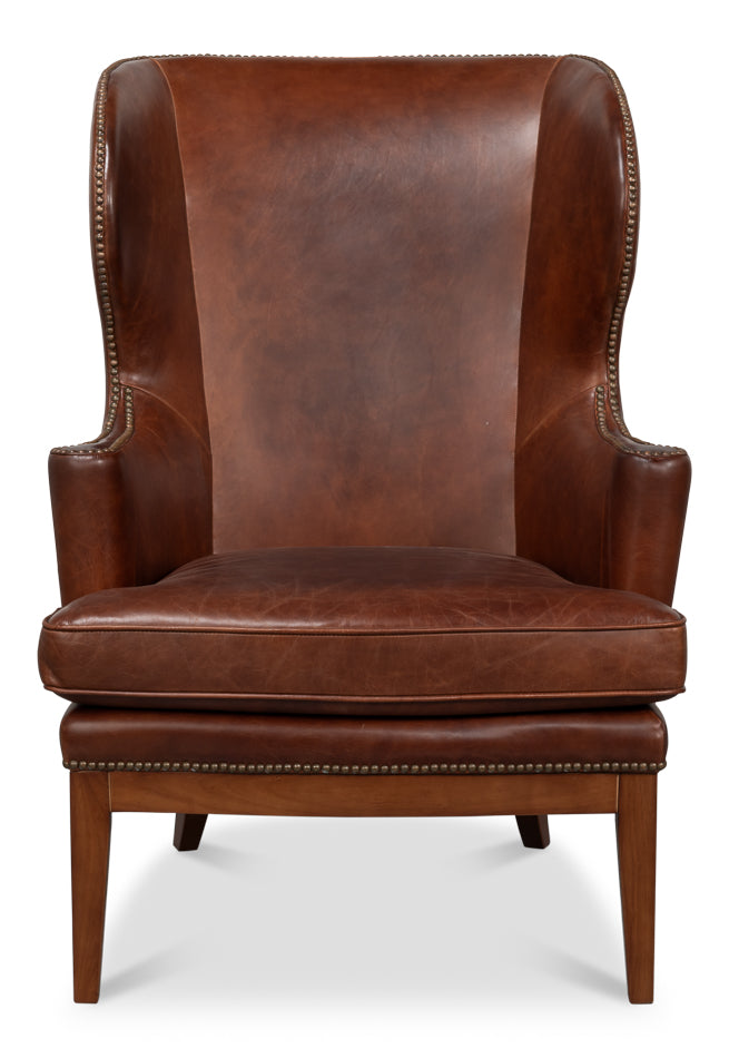 Smithfield Wing Chair, Newark Brown by Sarreid Ltd - view 2