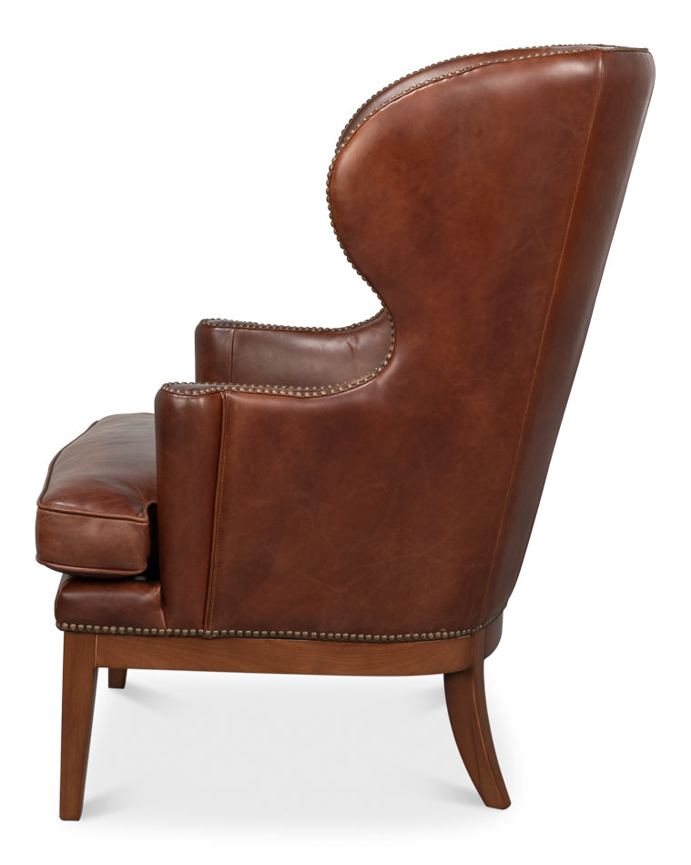 Smithfield Wing Chair, Newark Brown by Sarreid Ltd - view 3