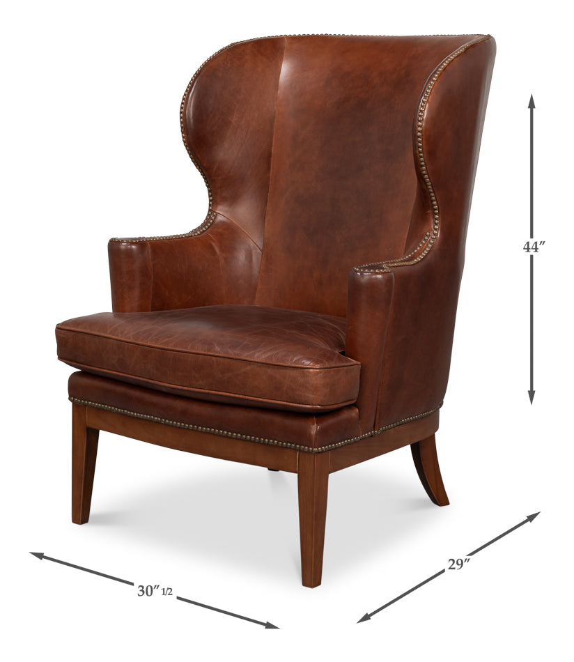 Smithfield Wing Chair, Newark Brown by Sarreid Ltd - view 7