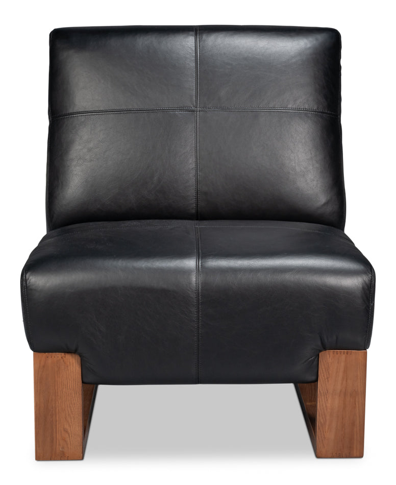 Wylam Leather Chair Onyx Black by Sarreid Ltd - view 2