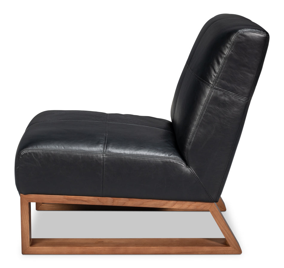 Wylam Leather Chair Onyx Black by Sarreid Ltd - view 3