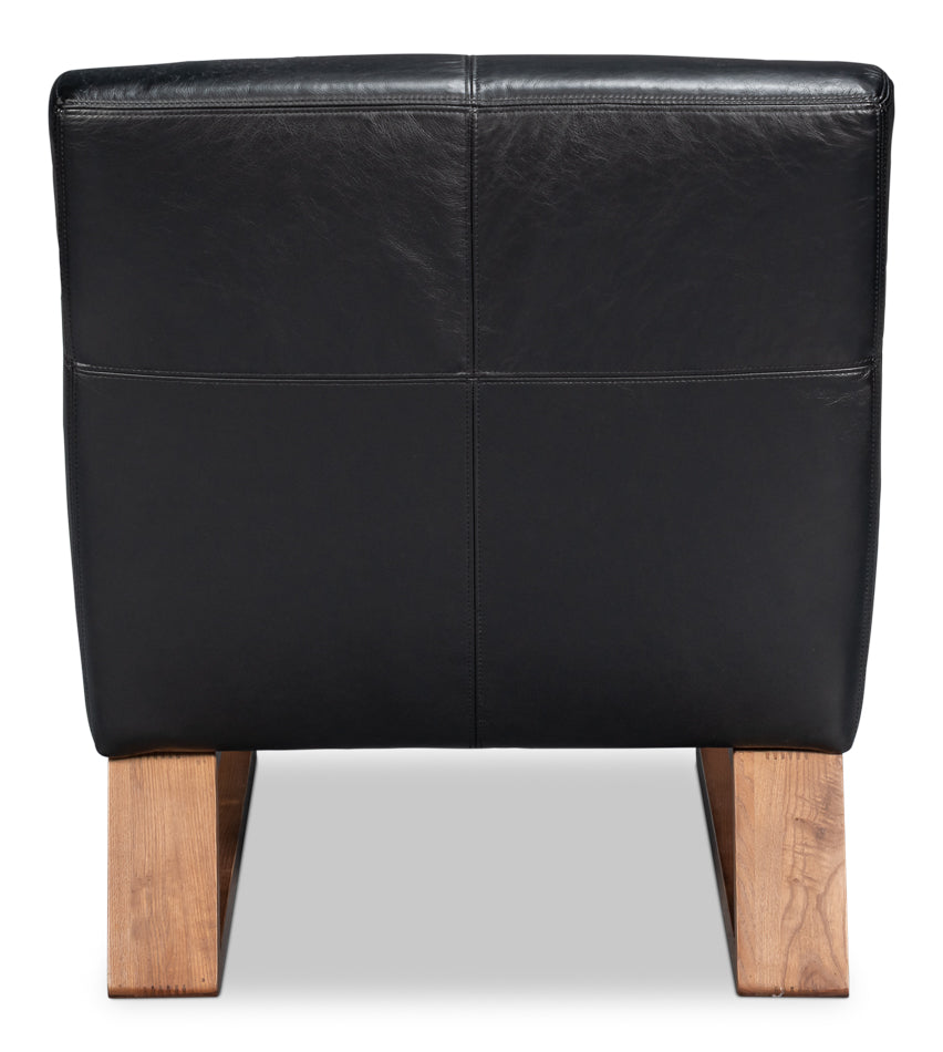 Wylam Leather Chair Onyx Black by Sarreid Ltd - view 4