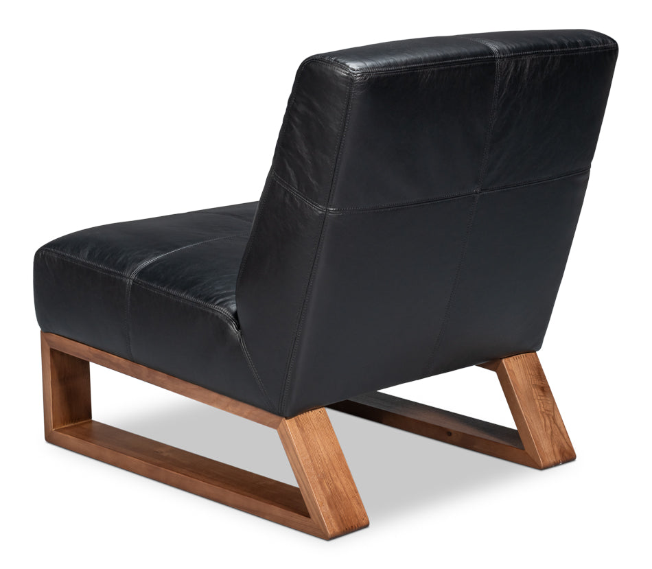 Wylam Leather Chair Onyx Black by Sarreid Ltd - view 5