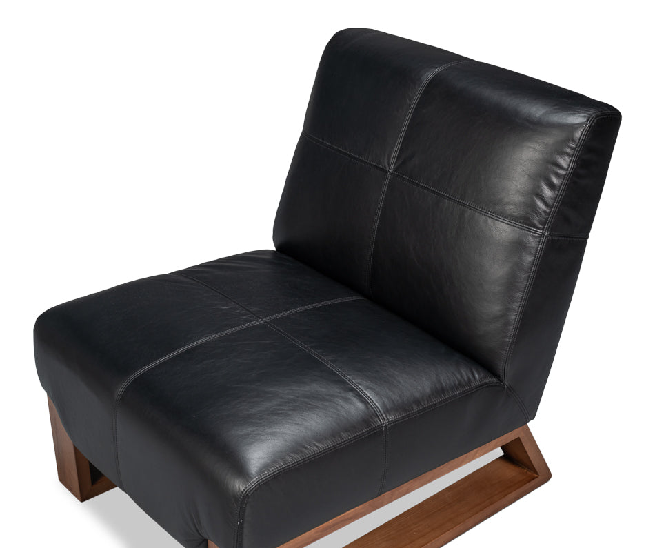 Wylam Leather Chair Onyx Black by Sarreid Ltd - view 6