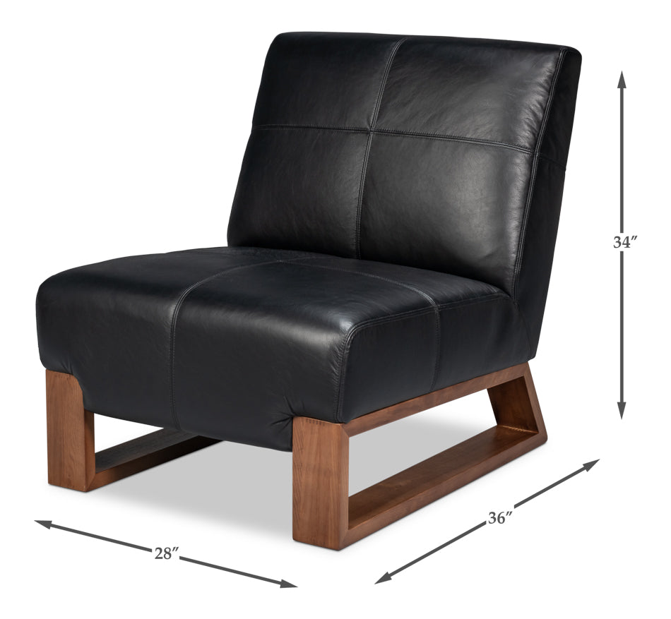Wylam Leather Chair Onyx Black by Sarreid Ltd - view 7
