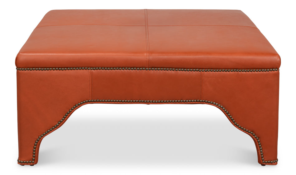 Streetman Cocktail Ottoman, Hermes Brown by Sarreid Ltd - view 2