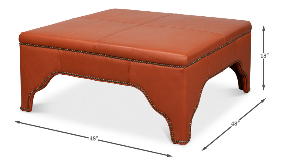 Streetman Cocktail Ottoman, Hermes Brown by Sarreid Ltd - view 7