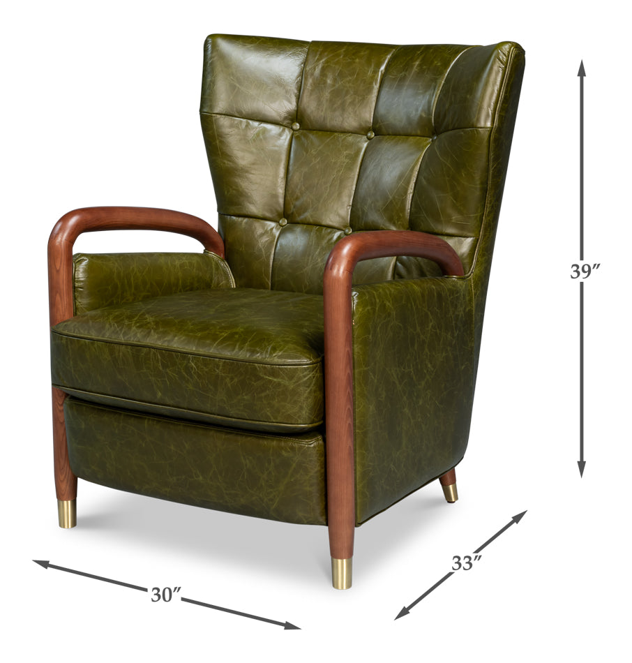 Alastair Chair, Britain Green by Sarreid Ltd - view 7