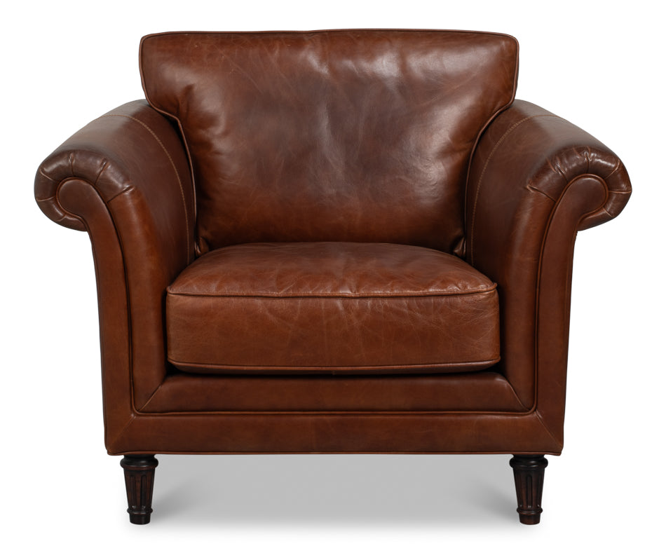 Leather Chair, Newark Brown by Sarreid Ltd - view 2