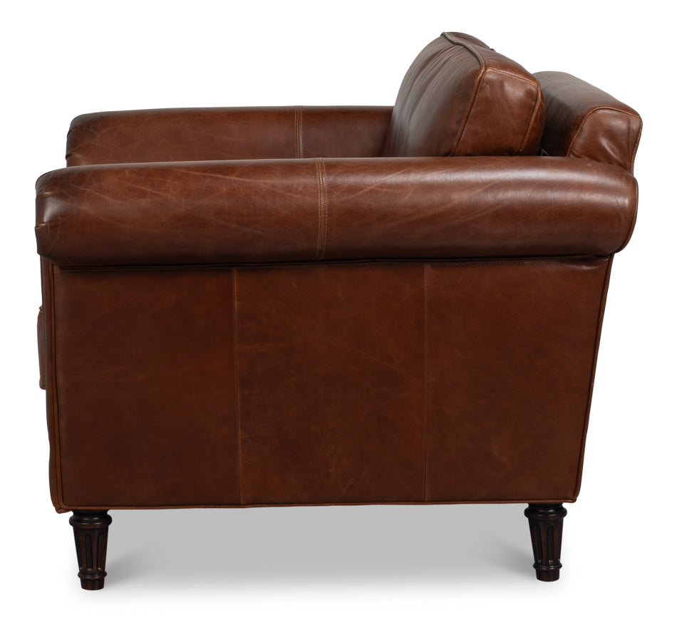 Leather Chair, Newark Brown by Sarreid Ltd - view 3