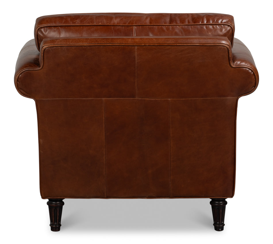 Leather Chair, Newark Brown by Sarreid Ltd - view 4