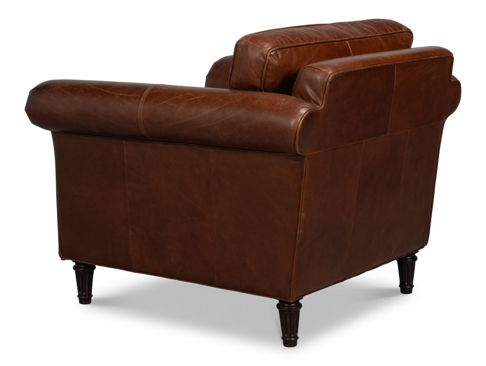 Leather Chair, Newark Brown by Sarreid Ltd - view 5
