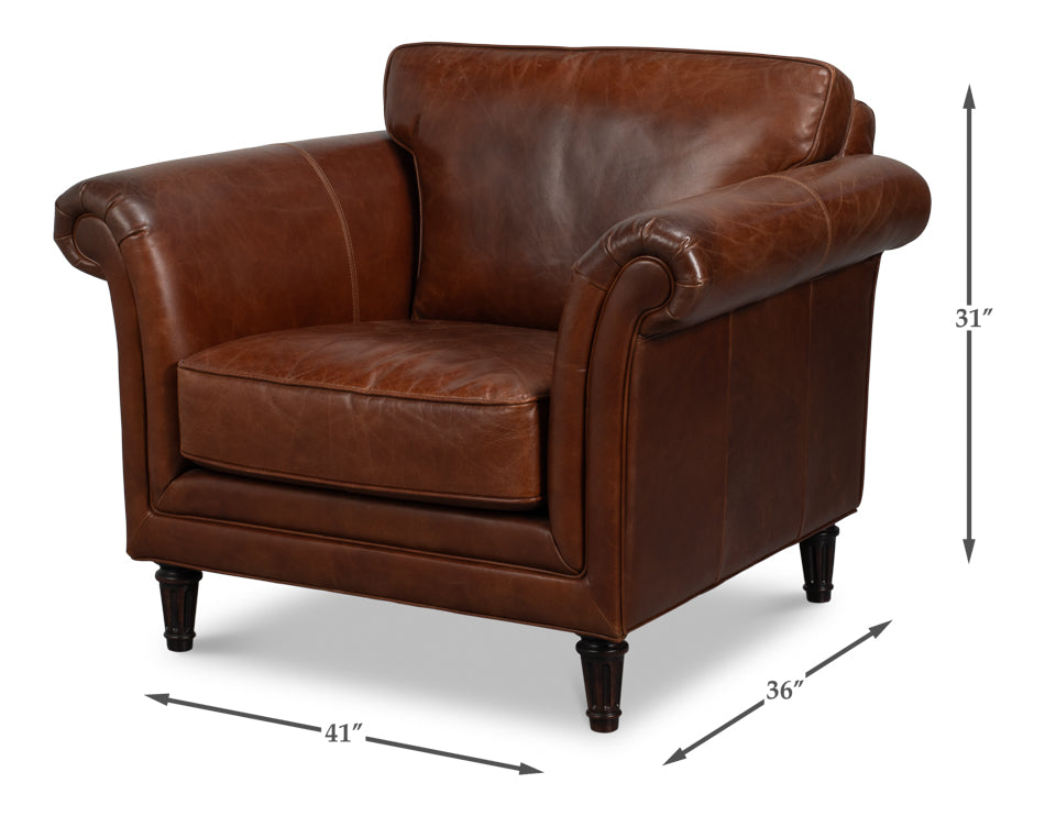Leather Chair, Newark Brown by Sarreid Ltd - view 7